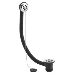 Chrome Bath Waste with Overflow Poly Plug & Ball Chain (Suitable For Baths Up To 5mm Thick)