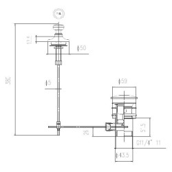 Deco Satin Grey 400 x 1200mm Bathroom Cabinet - Stain Grey - Technical Drawing