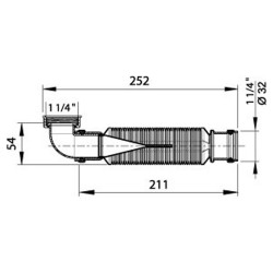 Waste Trap For Furniture Basins - Technical Drawing