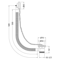 Retainer Bath Waste - Technical Drawing