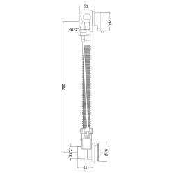 Freeflow Bath Filler, Pop-Up Waste and Overflow - Technical Drawing