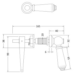 Ceramic Handle WC Lever - Technical Drawing