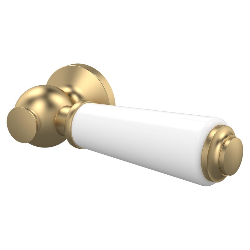 Brushed Brass Ceramic Handle WC Lever - Brushed Brass/White