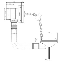 Extended Retainer Bath Waste & Overflow - Technical Drawing