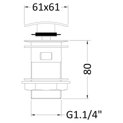 Square Push Button Basin Waste Slotted - Technical Drawing