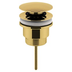 Brushed Brass Universal Push Button Basin Waste for Slotted & Un-Slotted Bains