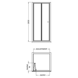 Ella 900mm Bi-Fold Shower Door - Technical Drawing