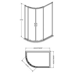 Ella Offset Shower Enclosure 1200x800mm - Technical Drawing