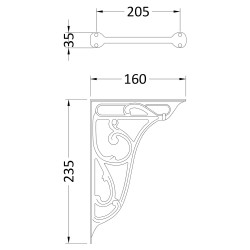 Ornate Cistern Brackets - Technical Drawing