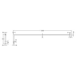 Matt Black Wetroom Screen Support Arm 1000mm - Technical Drawing
