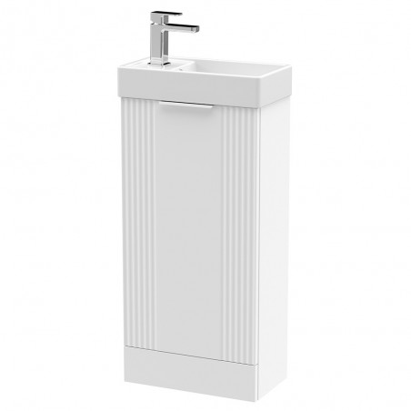 Deco 400mm Compact Freestanding 1 Door Vanity Unit with Basin - Satin White