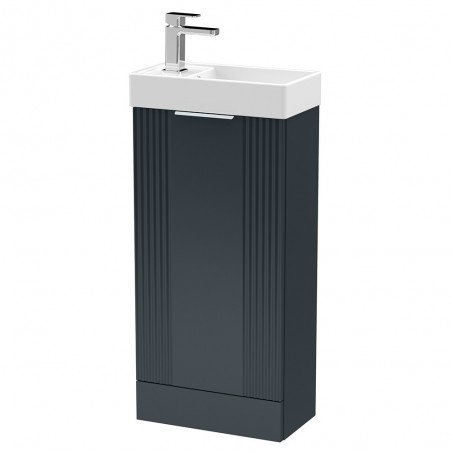 Deco 400mm Compact Freestanding 1 Door Vanity Unit with Basin - Soft Black