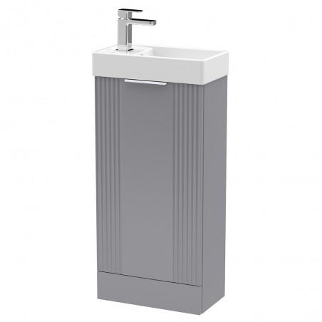 Deco 400mm Compact Freestanding 1 Door Vanity Unit with Basin - Satin Grey