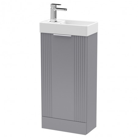 Deco 400mm Compact Freestanding 1 Door Vanity Unit with Basin - Satin Grey