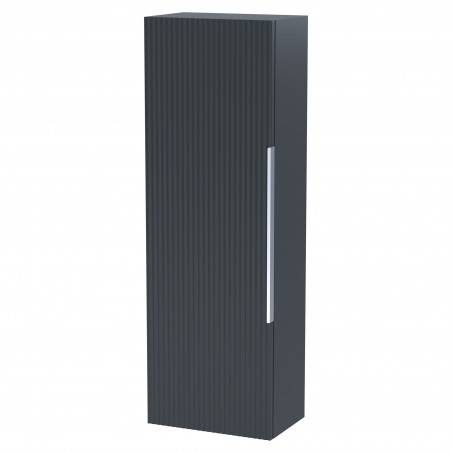 Fluted 400mm Wall Hung Tall Storage Unit 400mm Wide - Soft Black