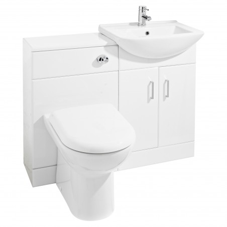 Saturn Cloakroom Furniture Pack - Square Basin - Gloss White