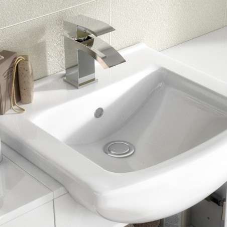 Saturn Cloakroom Furniture Pack - Square Basin - Gloss White