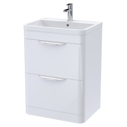 Parade 600mm Freestanding Cabinet & Ceramic Basin - Gloss White