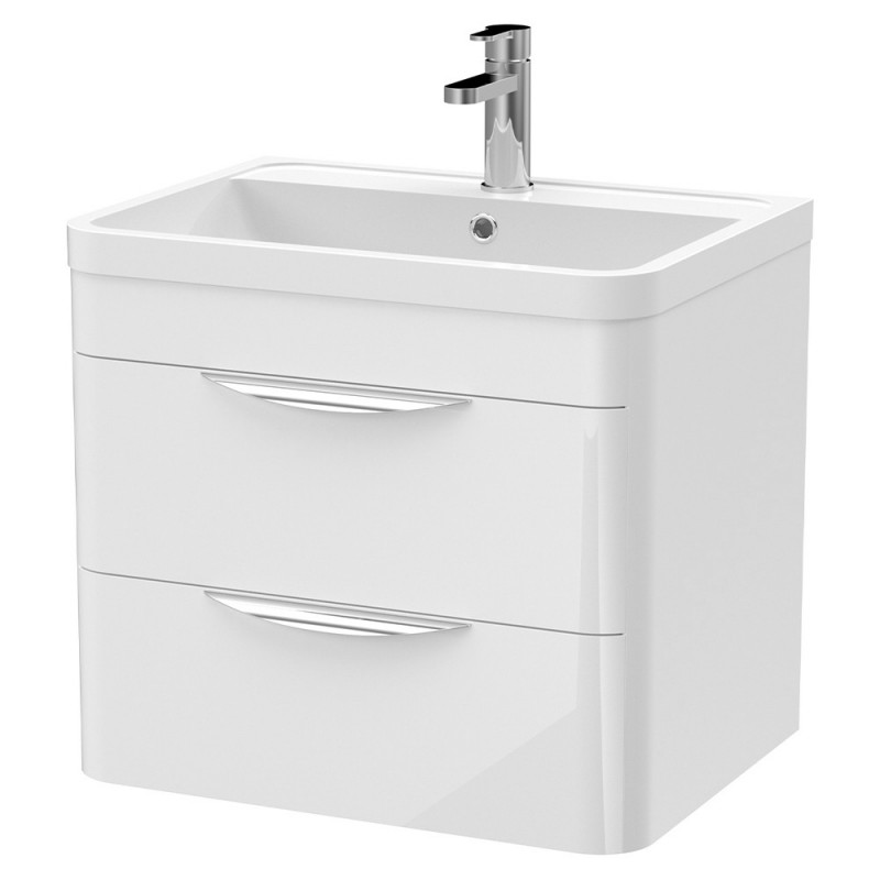 Gloss White Wall Hung 600mm Cabinet & Basin Gloss White Wall Hung 600mm Cabinet & Basin