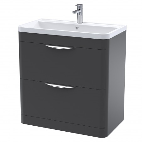 Parade 800mm Freestanding 2 Drawer Vanity Unit with Ceramic Basin - Soft Black