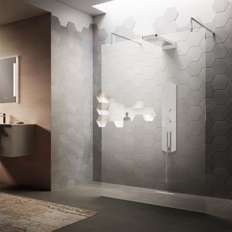 1400mm Wetroom Screen with Chrome Support Arms and H Feet