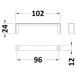 102mm D Furniture Handle - Technical Drawing