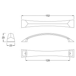 152mm Bow Furniture Handle - Technical Drawing