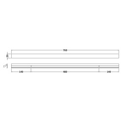 760mm Seven Shaped Furniture Handle - Technical Drawing