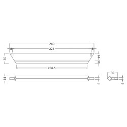 240mm Diamond Profile Furniture Handle - Technical Drawing