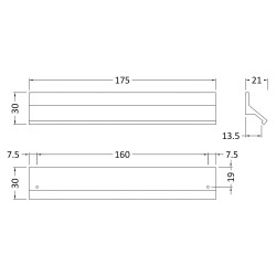 175mm Finger Pull Furniture Handle - Technical Drawing