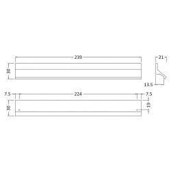 239mm Finger Pull Furniture Handle - Technical Drawing