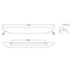 252mm Finger Pull Furniture Handle - Technical Drawing