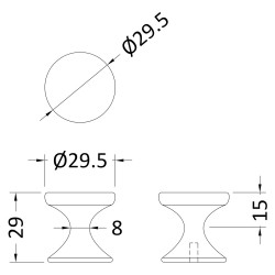 Indented Round Furniture Knob - Technical Drawing