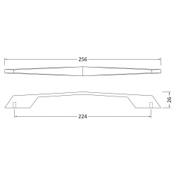 256mm D Shaped Furniture Handle - Technical Drawing