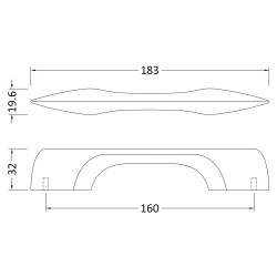 183mm D Shaped Furniture Handle - Technical Drawing