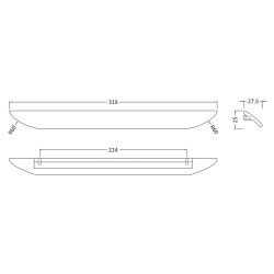 316mm Finger Pull Furniture Handle - Technical Drawing