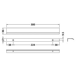 300mm Finger Pull Furniture Handle - Technical Drawing