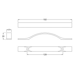 192mm Strap Furniture Handle - Technical Drawing