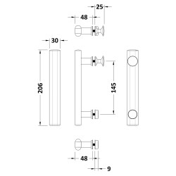 T Bar Handle - Technical Drawing