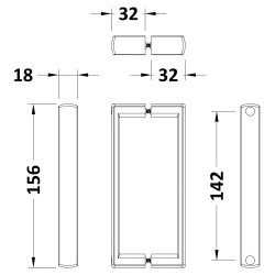 Matt Black Shower Handle - Technical Drawing