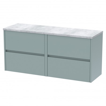 Havana 1200mm Wall Hung 4 Drawer Unit With Bellato Grey Laminate Worktop - Coastal Grey