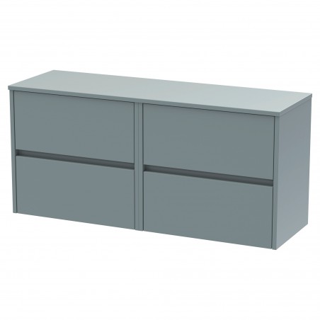 Havana 1200mm Wall Hung 4 Drawer Vanity Unit with Worktop - Matt Coastal Grey