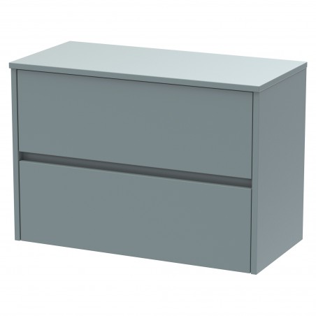 Havana 800mm Wall Hung 2 Drawer Vanity Unit with Worktop - Matt Coastal Grey