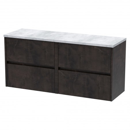 Havana 1200mm Wall Hung 4 Drawer Unit With Bellato Grey Laminate Worktop - Metallic Slate