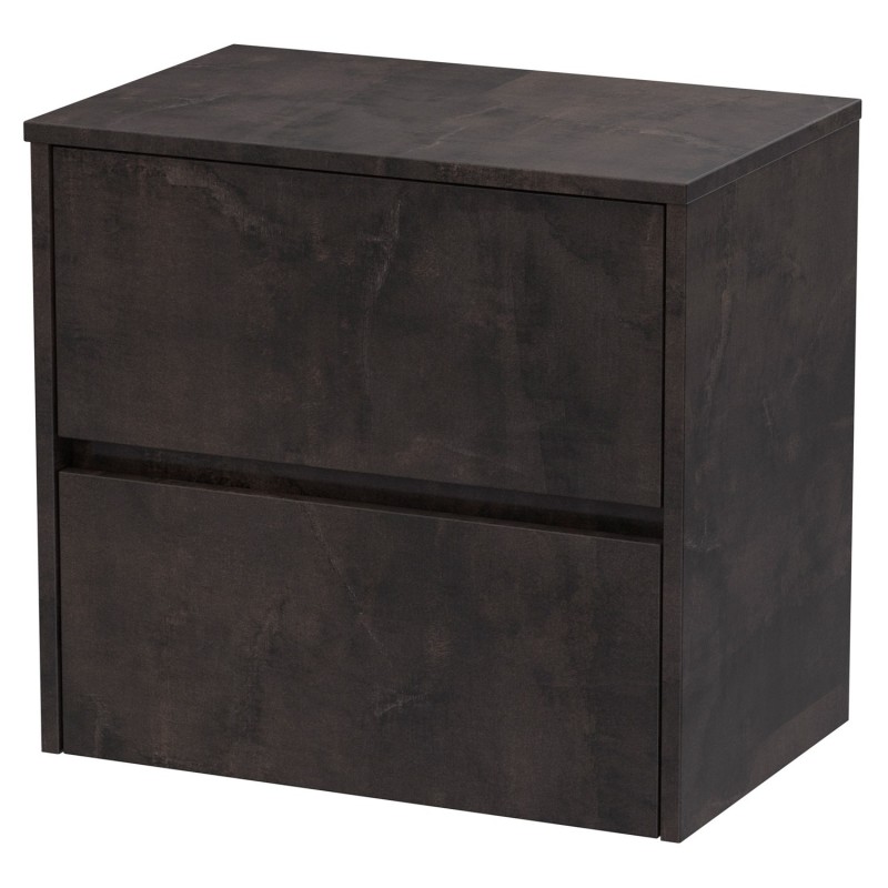 Havana 600mm Wall Hung 2 Drawer Vanity Unit with Worktop - Metallic Slate Havana 600mm Wall Hung 2 Drawer Vanity Unit with Worktop - Metallic Slate