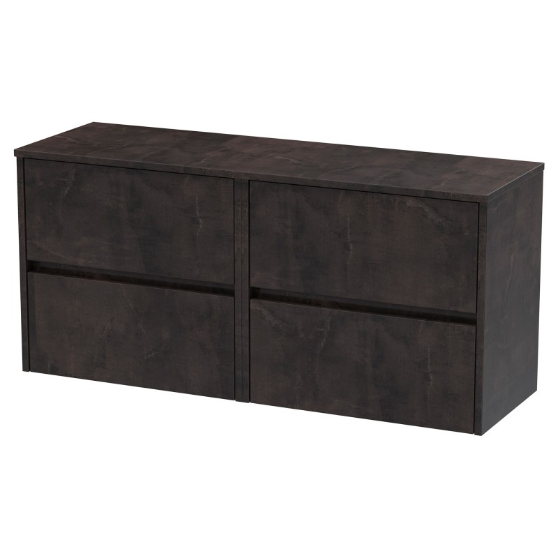 Havana 1200mm Wall Hung 4 Drawer Vanity Unit with Worktop - Metallic Slate Havana 1200mm Wall Hung 4 Drawer Vanity Unit with Worktop - Metallic Slate