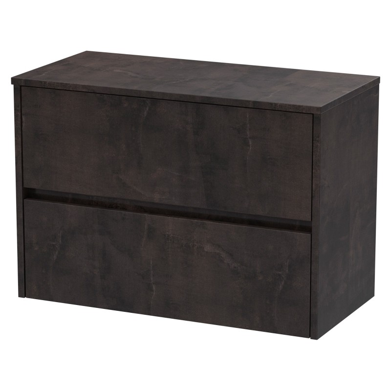 Havana 800mm Wall Hung 2 Drawer Vanity Unit with Worktop - Metallic Slate
