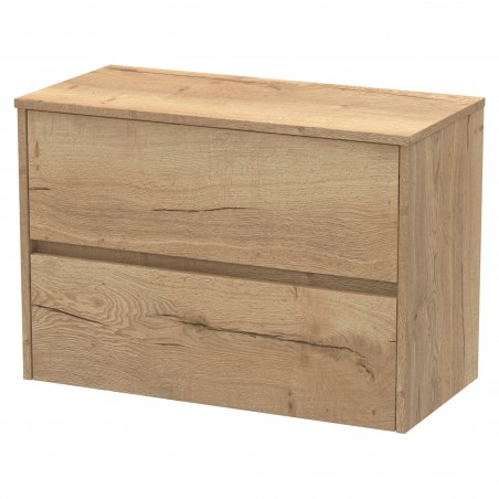 Havana 800mm Wall Hung 2 Drawer Vanity Unit with Worktop - Autumn Oak