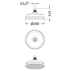 195mm Fixed Shower Head - Technical Drawing