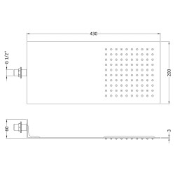 Ultra Thin Fixed Shower Head - Technical Drawing